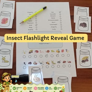 Insect Flashlight Reveal Game | Printable Bug Jar Matching Activity for Kids
