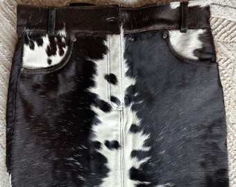 New Cow Hair Print Mini Skirt – Black & White Waist Skirt| Western Aesthetic | Statement Cowgirl Fashion