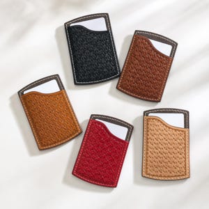 Custom Leather Card Holder, Choose Front & Back Patterns, Free Color Option, Hand Carved