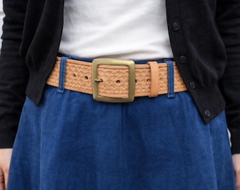 Hand Carved Skull Leather Belt 2in Wide | Solid Brass Buckle | Made in Japan | Unisex Handmade Belt