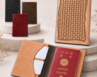 Handgefertigter Passhalter aus Leder, handgeschnitzte Reisebrieftasche, personalisiertes Geschenk, hergestellt in Japan
