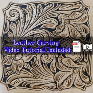 Arizona Style Leather Carving Pattern (PDF) + Video Tutorial | Western Floral Design | Step-by-Step Carving & Dyeing Guide for Leathercraft