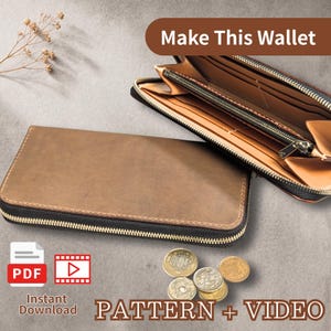 Round Zipper Long Wallet Pattern PDF | Leathercraft Template + Video Tutorial