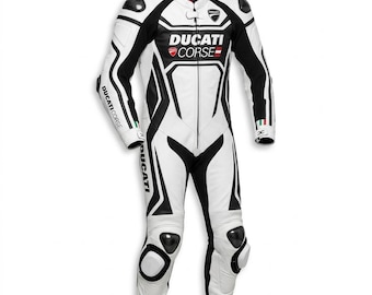 Ducati Custom Men's Motorbike Suit: Biker Cowhide Leather Racing Suit Men
