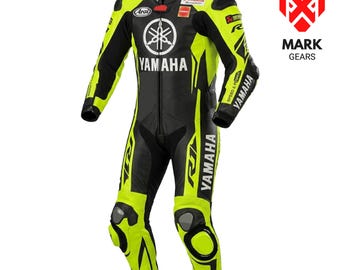 Motorbike Suit Men's: Yamaha Custom Motorcycle Leather Men Racing Suit