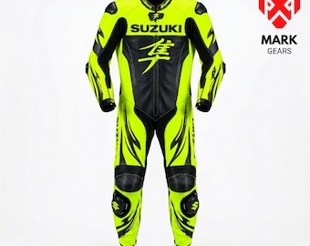 Suzuki Men's Motorbike Suit: Biker Custom Leather Motorcycle Racing Suit Men