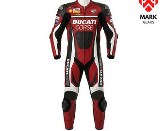 Ducati Motorbike Suit Men's : Custom Motorcycle Biker Cowhide Leather 1 Piece Men Racing Suit