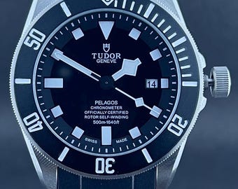 Vintage Refurbished Men's TUDOR PELAGOS DIVE Automatic Black Dial Date Working Wristwatch