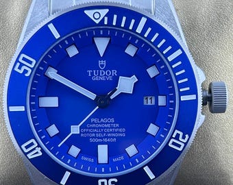 Refurbished Men's Vintage Tudor Pelagos Automatic Titanium Blue Dial With Date Wristwatch