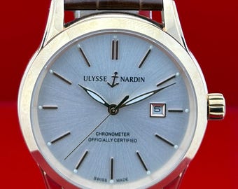 Vintage Men's Ulysse Nardin Classico Automatic Date White Dial Working Wristwatch