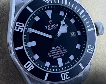 Vintage Refurbished Men's Tudor Pelagos Automatic Titanium Black Dial With Date Wristwatch