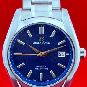 Men's Grand Seiko Automatic Stainless Steel & Bracelet Blue Dial Date  Fully Working Condition  Vintage Wristwatch