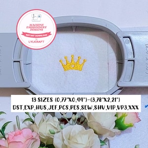 Mini motif de broderie couronne, motifs de broderie machine petite couronne, broderie princesse, broderie fille, motif de broderie bébé