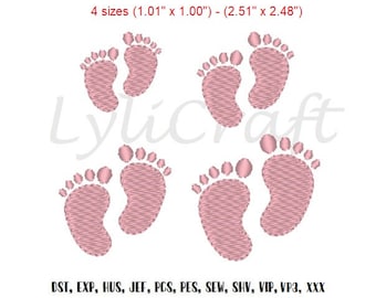 Mini Füße Stickdatei, kleine Füße, Maschinenstickerei, Baby Stickerei, Fussstickerei, Fussabdrücke Stickdatei