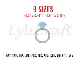 Mini Ring Embroidery Design, Small Ring Machine Embroidery Designs, Diamond Ring Embroidery, Wedding Embroidery, Engagement Embroidery