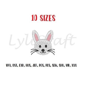 Mini rabbit embroidery design, small rabbit face machine embroidery designs, Easter embroidery, spring season embroidery, bunny head design