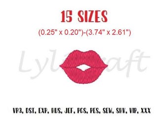 Mini Lips Embroidery Design, Small Lips Machine Embroidery Designs, Kiss Embroidery, Mask Embroidery, Face Embroidery, Instant Download