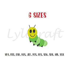 Mini Caterpillar Embroidery Design, Small Caterpillar Machine Embroidery Designs, Insect Embroidery, Butterfly Embroidery, School Embroidery