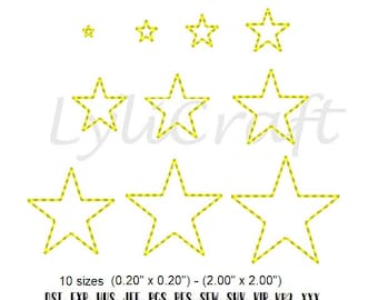 Mini Star Outline Bean Stitch Embroidery Design, Machine Embroidery Designs, Mini Star Machine Embroidery Designs, Star Frame Embroidery