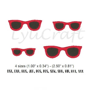 Mini Sunglasses Embroidery Design, Small Sunglasses Machine Embroidery Designs, Summer Embroidery, Beach Embroidery, Sun Glasses Embroidery