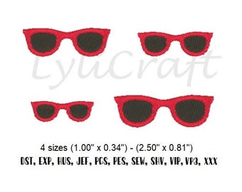 Mini Sunglasses Embroidery Design, Small Sunglasses Machine Embroidery Designs, Summer Embroidery, Beach Embroidery, Sun Glasses Embroidery