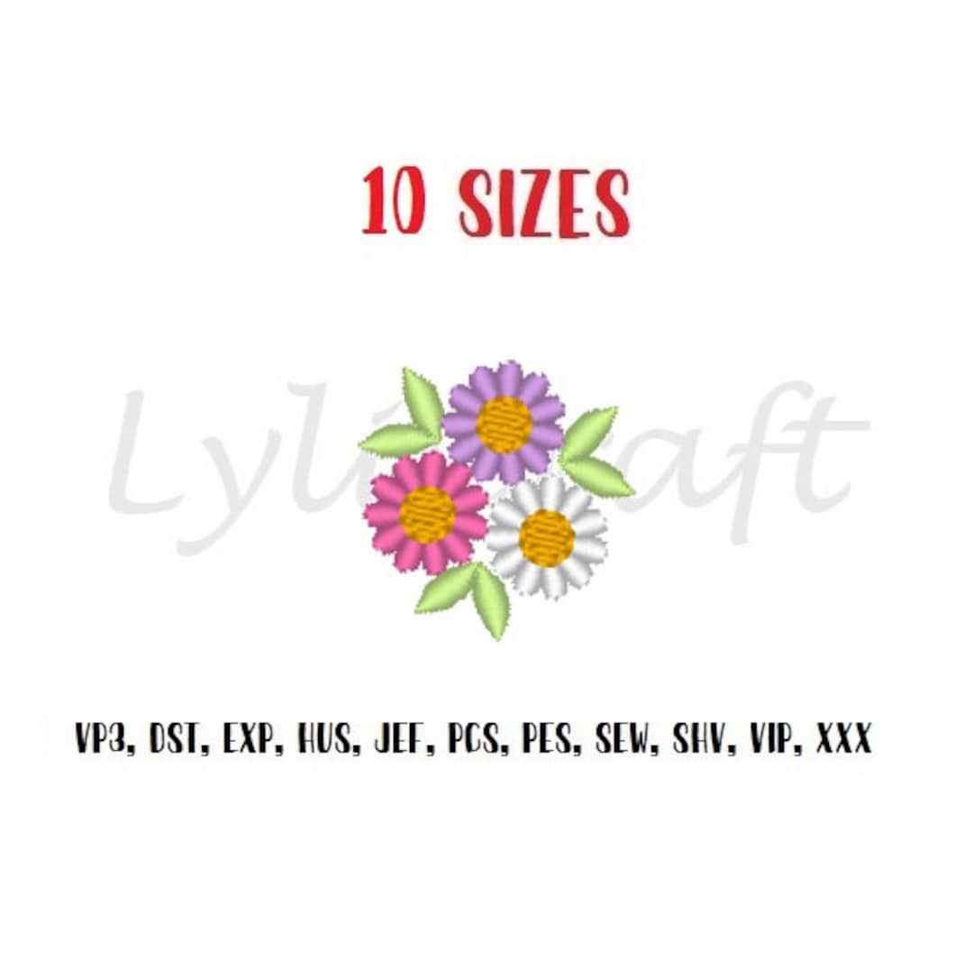 Black & White Embroidered Daisy Mini