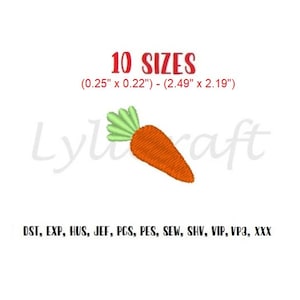 Mini Carrot Embroidery Design, Small Carrot Machine Embroidery Designs, Easter Embroidery, Spring Embroidery, Bunny Carrot Embroidery Design