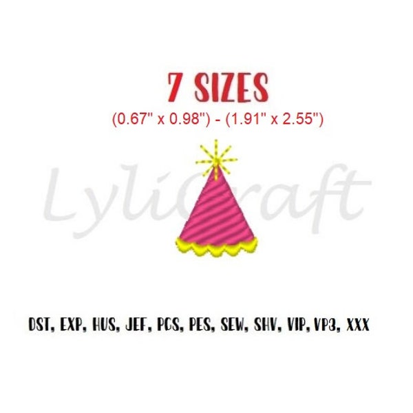 Mini Hat Embroidery Design, Small Hat Machine Embroidery Designs, Party Hat Embroidery, Paper Hat Embroidery, Birthday, New Year Embroidery