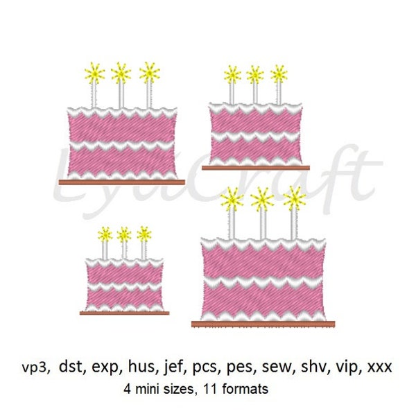 Mini cake embroidery design, small cakes machine embroidery designs, birthday embroidery, party embroidery, anniversary embroidery design