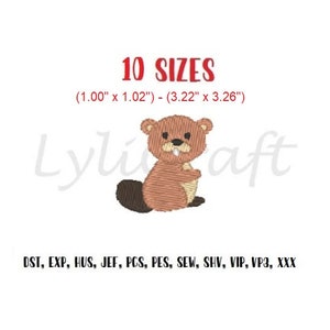 Mini beaver embroidery design, small beaver machine embroidery designs, woodland embroidery, animal embroidery, baby embroidery design