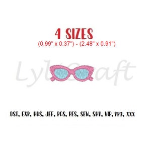 Mini Sunglasses Embroidery Design, Small Sunglasses Machine Embroidery Designs, Summer Embroidery, Beach Embroidery, Sun Glasses Embroidery