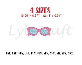 Mini Sunglasses Embroidery Design, Small Sunglasses Machine Embroidery Designs, Summer Embroidery, Beach Embroidery, Sun Glasses Embroidery