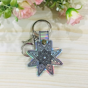 Star Snap Tab Embroidery Design, In The Hoop ITH Machine Embroidery Design, Keychain Embroidery, Keyring Embroidery, Star Embroidery Design