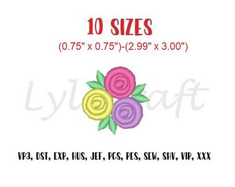 Mini Rose Embroidery Design, Small Rose Machine Embroidery Designs, Flower Embroidery, Floral Embroidery, Spring Embroidery, Baby Embroidery