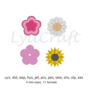 Mini Daisy Embroidery, Small Sunflower Embroidery, Mini Sakura Embroidery, Small Flower Embroidery, Spring Machine Embroidery Design Set