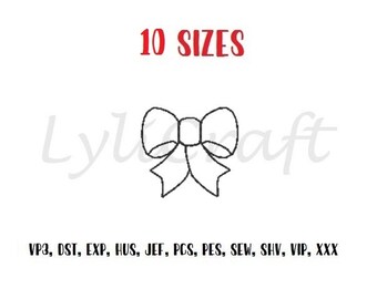 Mini Bow Embroidery Design, Small Bow Machine Embroidery Designs, Bean Stitch Outline Embroidery Design, Bow Line, Triple Stitch Embroidery