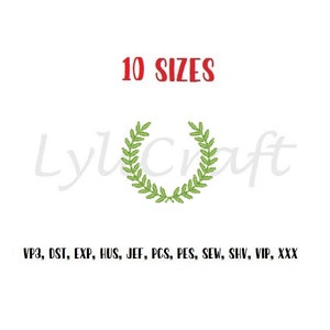 Mini diseño de bordado de laurel, diseños de bordado de máquina de laurel pequeño, diseño de bordado de cresta, bordado de marco, bordado de Navidad