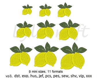 Mini Lemon Embroidery Design, Lemons Embroidery Designs, Summer Embroidery Design, Lemonade Embroidery Design, Fruit Embroidery