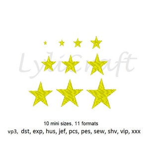 Mini Star Embroidery Design, Machine Embroidery Designs, Mini Star, Mini Star Embroidery, Mini Star Machine Embroidery, Filled Shapes