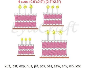 Mini cake embroidery design, small cakes machine embroidery designs, birthday embroidery, party embroidery, anniversary embroidery design