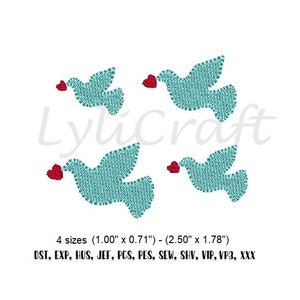 Mini Dove embroidery design, small dove machine embroidery designs, bird embroidery, peace embroider, valentine embroidery design