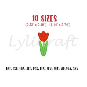 Mini Tulip Flower Embroidery Design, Small Tulip Flower Machine Embroidery Design, Flower Embroidery, Floral Embroidery, Spring Embroidery