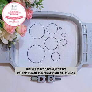 Mini Round Line Embroidery Design, Small Circle Machine Embroidery Designs, Bean Stitch Circle, Soap Bubble, Air Bubbles Embroidery