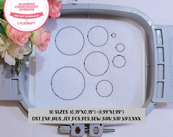 Mini Round Line Embroidery Design, Small Circle Machine Embroidery Designs, Bean Stitch Circle, Soap Bubble, Air Bubbles Embroidery