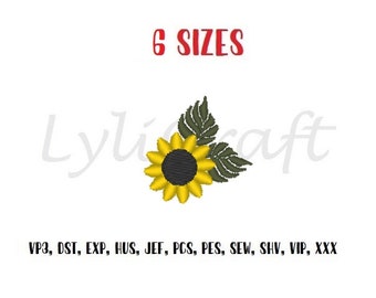 Mini Sunflower Embroidery Design, Small Sunflower Machine Embroidery Designs, Fall Autumn Spring Summer Embroidery, Flower Floral Embroidery