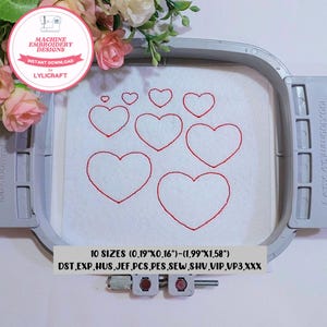 Mini heart embroidery design, small heart machine embroidery designs, heart line embroidery, heart outline embroidery, Valentine embroidery