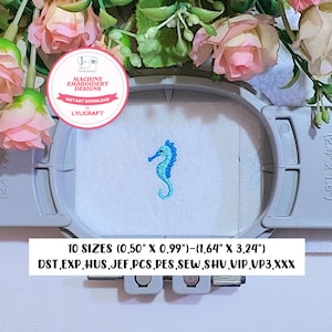Mini Seahorse Embroidery Design, Small Seahorse Machine Embroidery Designs, Summer Embroidery, Ocean Embroidery, Sea Embroidery Design