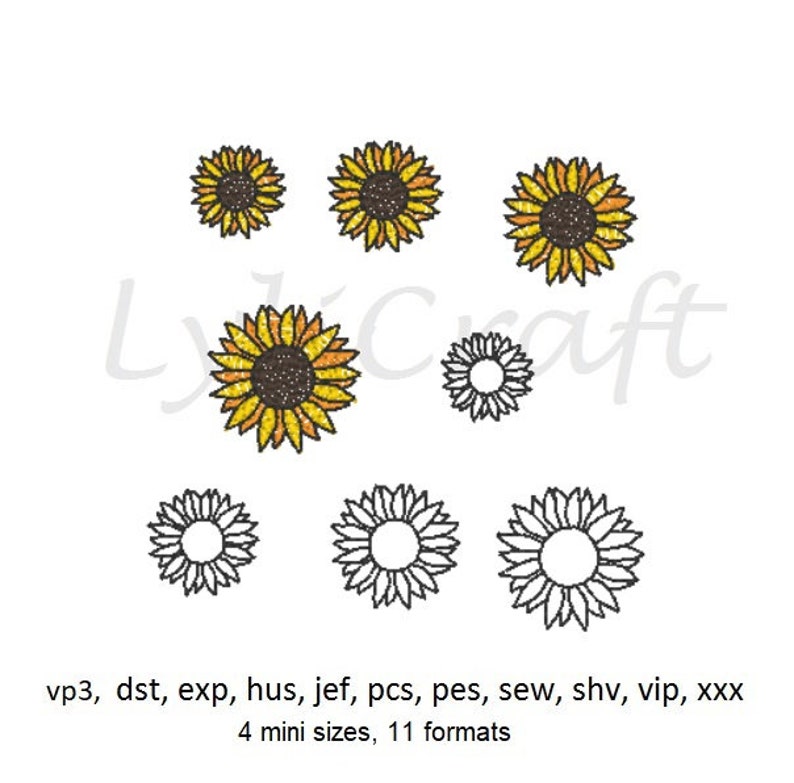 Mini Sunflower Embroidery Design Small Sunflower Machine Etsy