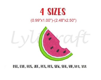 Mini Wassermelone Stickmuster, kleine Wassermelone, Maschinenstickerei, Sommer Stickerei, Obst Stickerei, Küchenstickerei