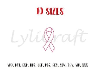 Mini Cancer Ribbon Embroidery Design, Small Cancer Ribbon Machine Embroidery Designs, Breast Cancer Embroidery,  Woman Embroidery Design